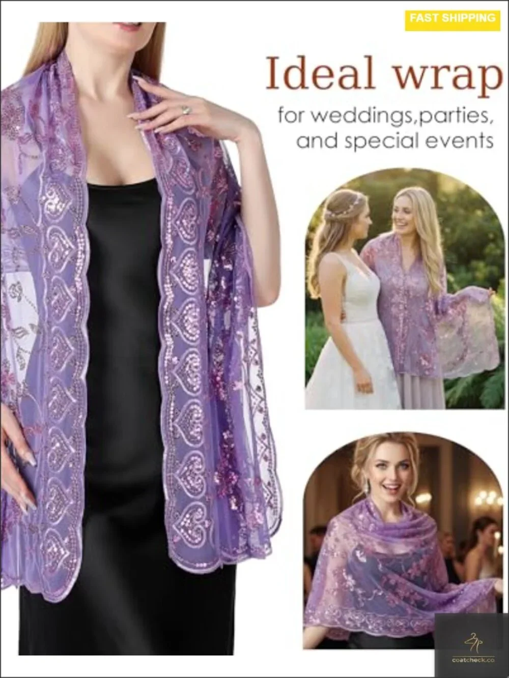 Sparkly Shawl Wrap for Women Evening Dress Wedding Scarf